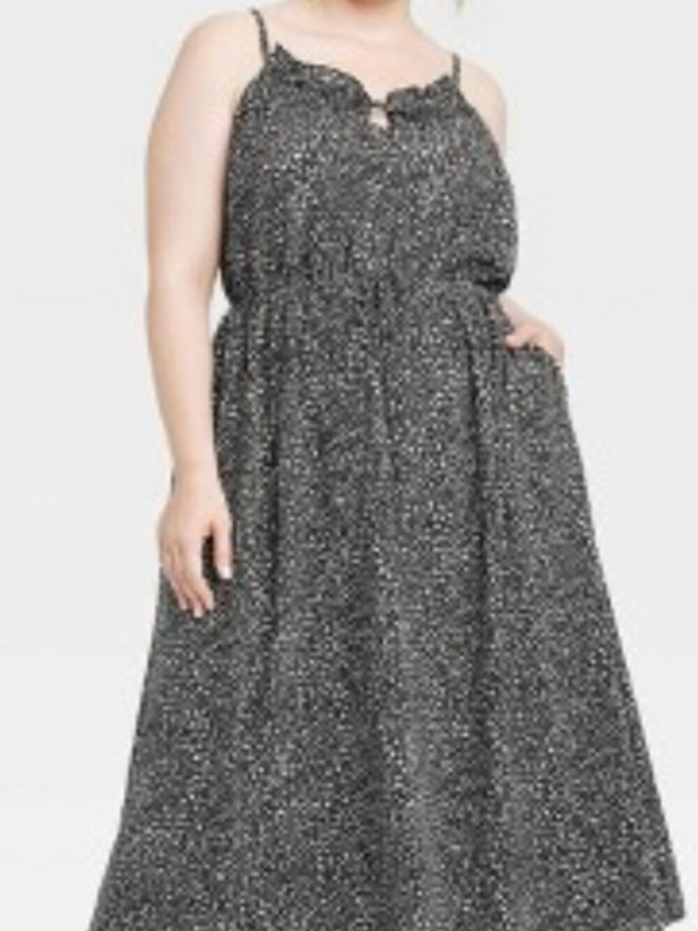 Universal Thread Black & White Smocked Midi Dress - Ditsy Floral Print SIZE XXL